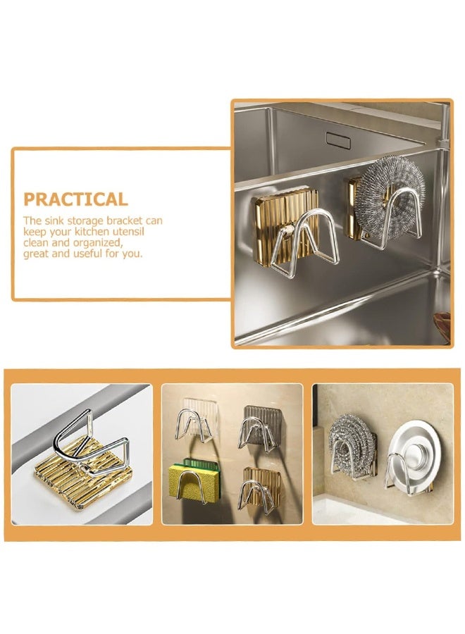 HOMESTAR 4Pcs Sponge Holder for Kitchen Sink, Strong Adhesive Clear Acrylic Kitchen Sink Sponge Caddy for Kitchen Organization in Sink， Multifunctional Inside Sink Sponge Holder - Image 5