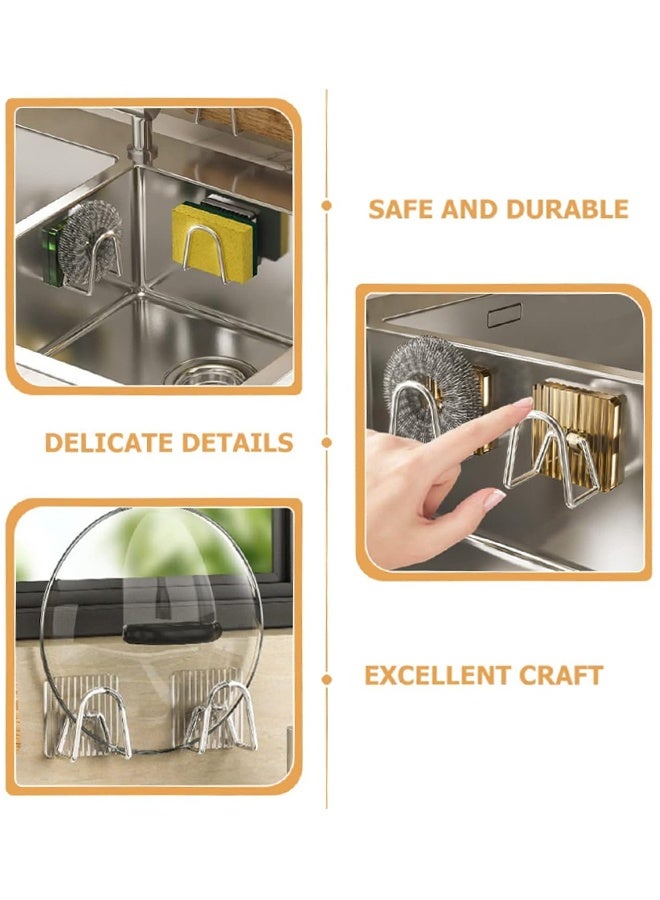 HOMESTAR 4Pcs Sponge Holder for Kitchen Sink, Strong Adhesive Clear Acrylic Kitchen Sink Sponge Caddy for Kitchen Organization in Sink， Multifunctional Inside Sink Sponge Holder - Image 4