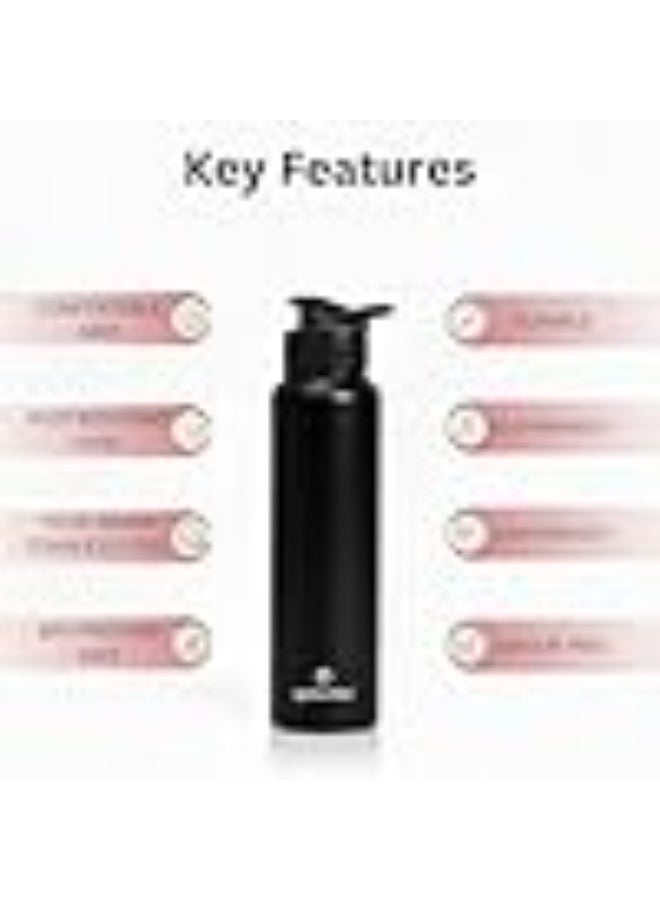 Speedex Stainless Steel Metal Water Bottle 1 Ltr 1000 ml, BIS Approved, Leak Proof Sipper Cap Bottle for Office, School, Gym, Travel, Daily Use for Men, Women, Kids, Adults, Black, Set of 4 - Image 2