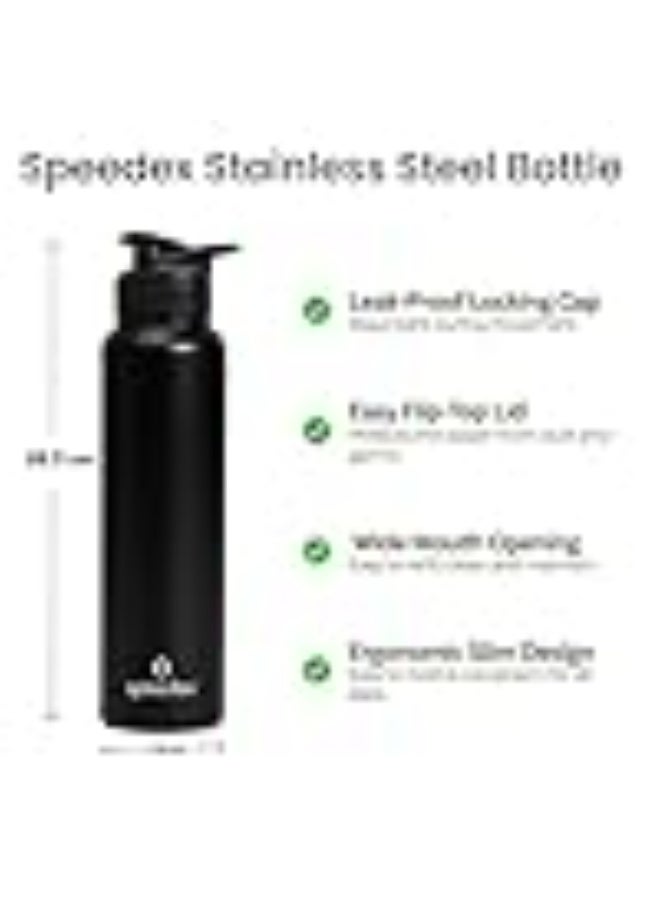 Speedex Stainless Steel Metal Water Bottle 1 Ltr 1000 ml, BIS Approved, Leak Proof Sipper Cap Bottle for Office, School, Gym, Travel, Daily Use for Men, Women, Kids, Adults, Black, Set of 4 - Image 4