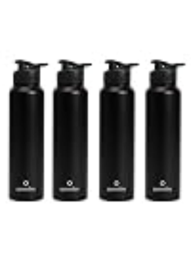 Speedex Stainless Steel Metal Water Bottle 1 Ltr 1000 ml, BIS Approved, Leak Proof Sipper Cap Bottle for Office, School, Gym, Travel, Daily Use for Men, Women, Kids, Adults, Black, Set of 4 - Image 1