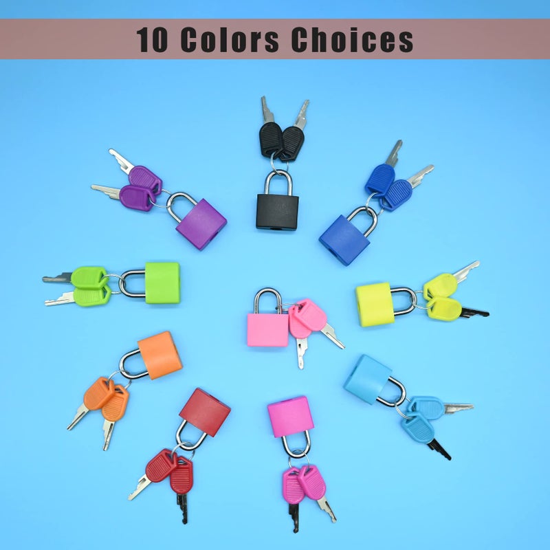 Fuaxat 5Pack Suitcase Locks with Keys, 23mm Small Luggage Padlocks Multicolor, Solid Brass Mini Padlocks for Suitcase, Luggage, Travel Bag, Backpack Zipper, Jewelry Box, Diary Books, Drawer, Toolbox - Image 5
