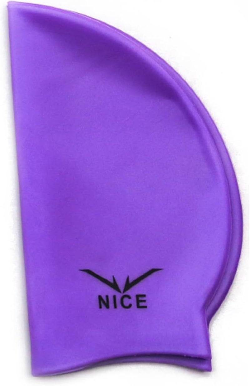 NICE Swimming Cap Purple Flexible Silicone for Hair Protection