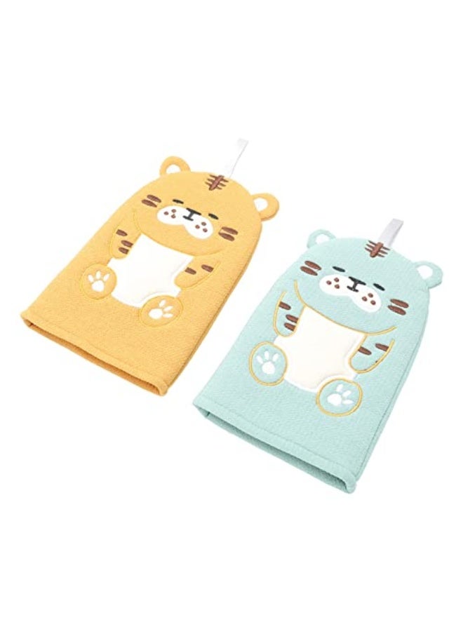 Generic SYOSI 2Pcs Baby Bath Mitt Washcloths Gloves Designed in Nice Cute Animal Style Mitt Puppet Washcloths Kids Wash Gloves Bath for Baby Toddler Kids Cleaning Skin - Image 1
