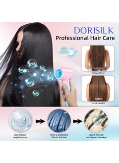 DORISILK Ionic Hair Dryer 110,000 Rpm High Speed, Professional Blow Dryers For Salon Home Use, Portable Blowout Hair Dryers Lightweight With Nozzle Hot & Cold Selection Gift For Women Girl, Pink Blue  - Image 3