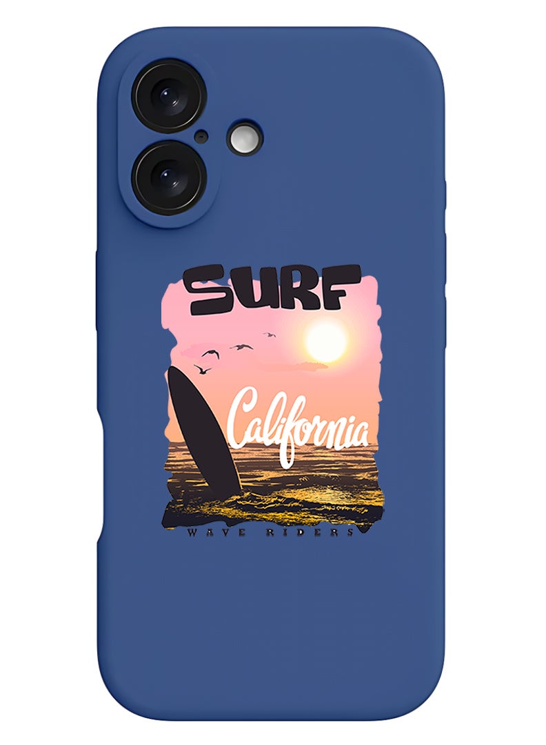 Theodor Protective Slim Fit Case Liquid Silicone Cover with Full Body Protection Anti-Scratch Shockproof Case For Apple iPhone 17 (Blue) Surf California - Image 1