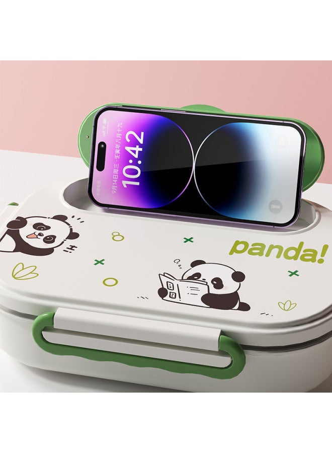 Cute Cartoon Children's Stainless Steel Compartment Lunch Box Student Handbag Office Worker Lunch Bag Insulation Box With Tableware-Specification:Pink Cartoon  - Image 5