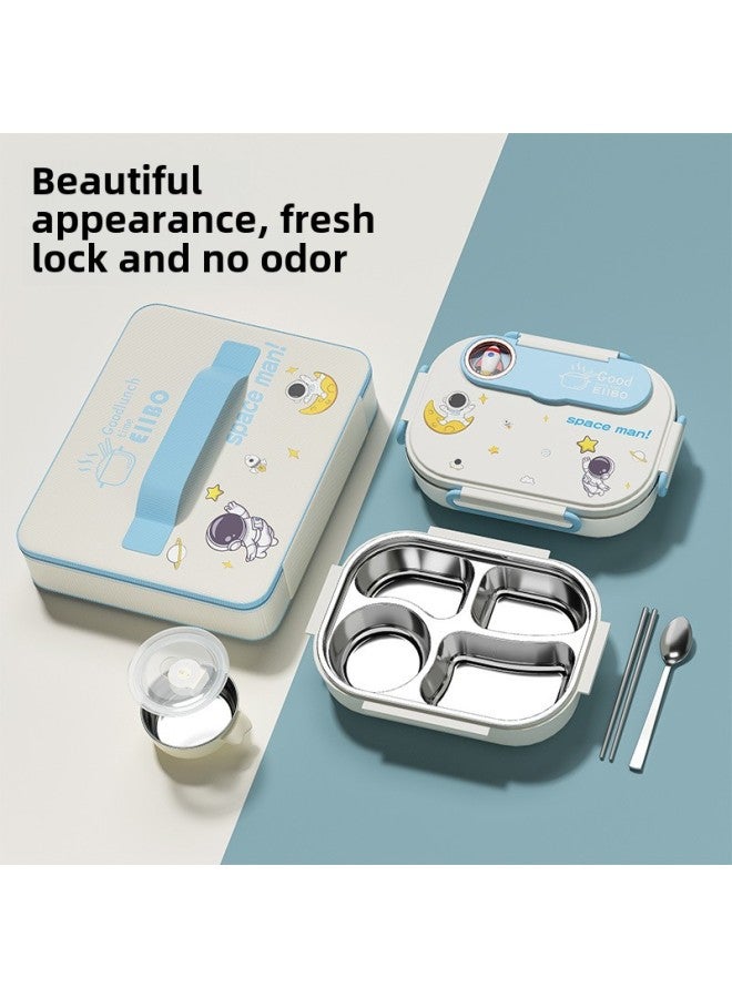 Cute Cartoon Children's Stainless Steel Compartment Lunch Box Student Handbag Office Worker Lunch Bag Insulation Box With Tableware-Specification:Pink Cartoon  - Image 3