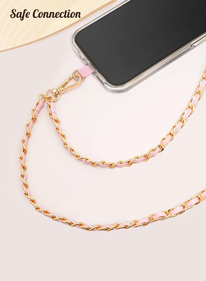 LEEU Design Universal Phone Lanyard, Metal Cell Phone Chain Anti-Theft Crossbody Strap for iPhone 16, 15 and Most Smartphones, Cell Phone Neck Holder for Women, Gold & Pink - Image 5