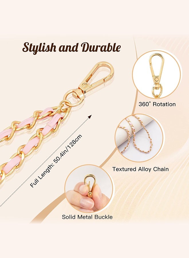 LEEU Design Universal Phone Lanyard, Metal Cell Phone Chain Anti-Theft Crossbody Strap for iPhone 16, 15 and Most Smartphones, Cell Phone Neck Holder for Women, Gold & Pink - Image 2