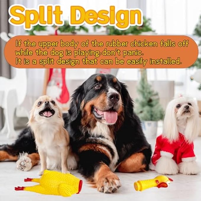 Xeehwb Rubber Chicken,12 Inch Yellow Screaming Chicken Dog Toys,Squeeze Squawking Chickens,Prank Noise Maker Dog Toys for Silly Novelty Party Favors,Family Games - Image 5
