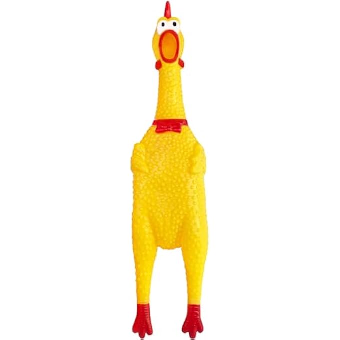 Xeehwb Rubber Chicken,12 Inch Yellow Screaming Chicken Dog Toys,Squeeze Squawking Chickens,Prank Noise Maker Dog Toys for Silly Novelty Party Favors,Family Games - Image 1