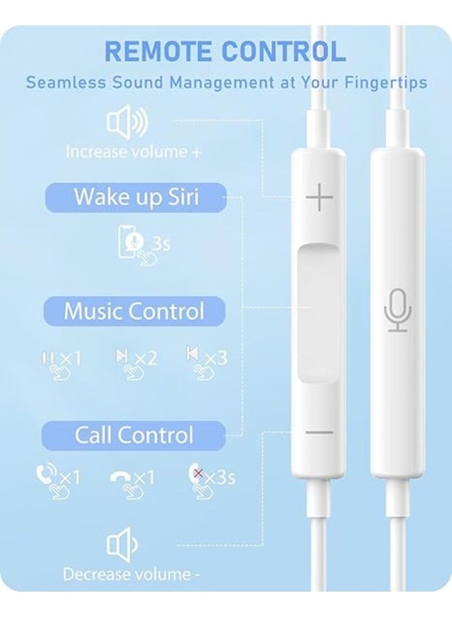 Type C Wired In-Ear Headphones/Handsfree/Earphones With Mic White - Image 3