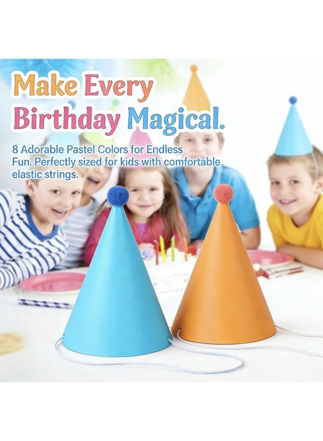 QZV 24 Pack Birthday Party Hats,8 Colors Cone Party Hat for Kids Adults Pets, Pastel Paper Hats for Birthday, Baby Shower, Anniversary, Housewarming Party - Image 3