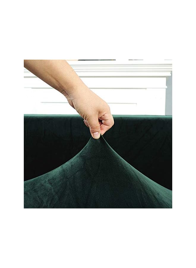 jaexest Velvet Plush Sofa Cover, Skid Resistance Stretch Sofa Cover Slipcover Soft Thick Sofa Protector for L-shape Sectional Couch (Dark Green,3 Seater(75-91")) - Image 5