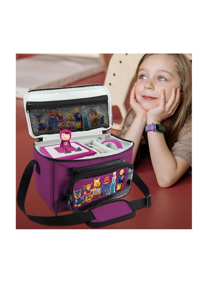 Annmore Bag for Toniebox, Purple Carrying Case with Transparent Bag for Creative Tonies Figures Storage Transport, Shoulder Bag with Removable Compartments for Toniebox Starter Set  - Image 3