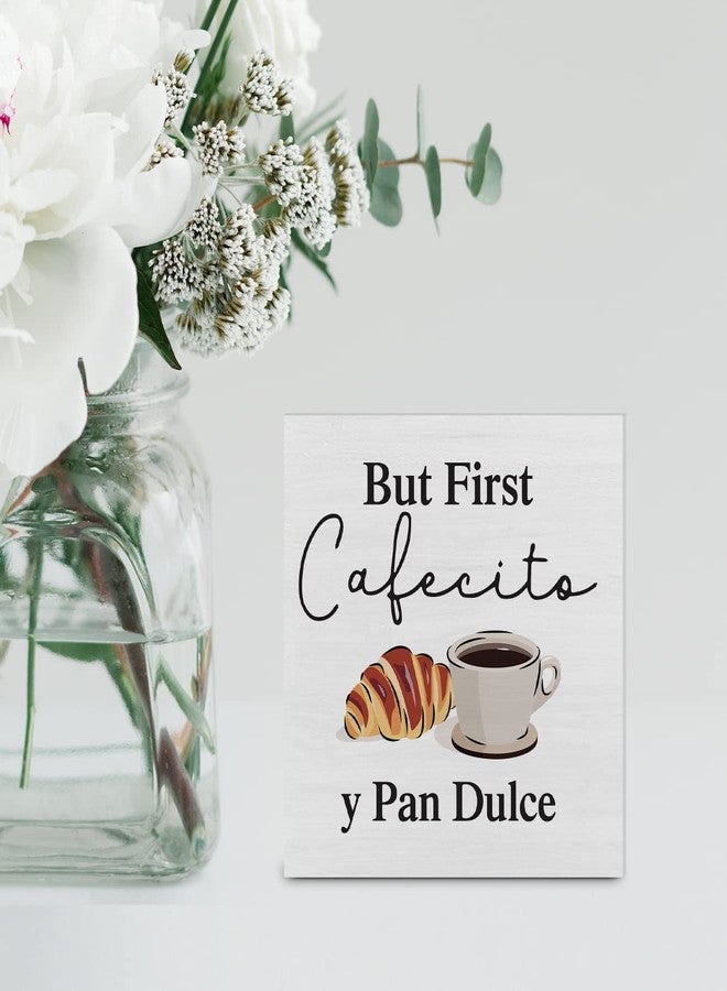 YIDOU Country But First Cafecito Y Pan Dulce Wood Box Sign Decor Desk Sign Coffee Bar Wooden Box Block Sign Rustic Home Kitchen Shelf Tabletop Wall Decoration - Image 5