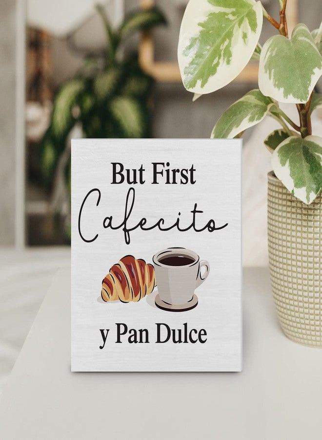 YIDOU Country But First Cafecito Y Pan Dulce Wood Box Sign Decor Desk Sign Coffee Bar Wooden Box Block Sign Rustic Home Kitchen Shelf Tabletop Wall Decoration - Image 4