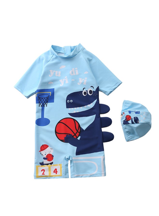 Children's Swimwear Boys One-piece Cartoon Hooded Swimsuit Large Medium Small Children Long Sleeve Beach Baby Boy Swimwear
