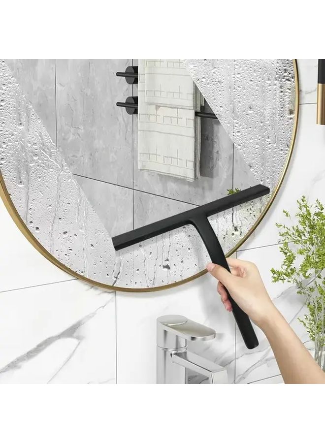 ممسحة سيليكون متينة باللون الأسود للاستحمام ولزجاج السيارات والمرايا مصنوعة من البلاستيك المتين - Image 3