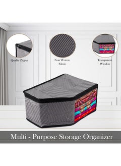 Kuber Industries Kuber Industries Pack of 3 Blouse Cover Bags for Storage | Dress Organizer for Wardrobe | Cloth Packing Bags with Zip | Lining-Design Clothes Cover | Gray  - Image 5