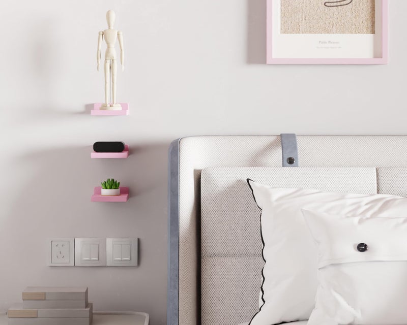 QsQueen Small Floating Shelves Mini Shelves Hanging Display 5 Inch Wall Shelf for Bathroom Livingroom Bedroom,3 Pack, with 2 Types of Installation, Great for Room Decor - Image 3