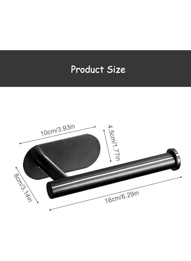 Beauenty 2PC Toilet Paper Holder Wall Mounted Toilet Roll Holder Black Paper Roll Holder Stand,Toilet Paper Holder For Mega Rolls,Self Adhesive Tissue Holder for Bathroom Kitchen Living Room - Image 2