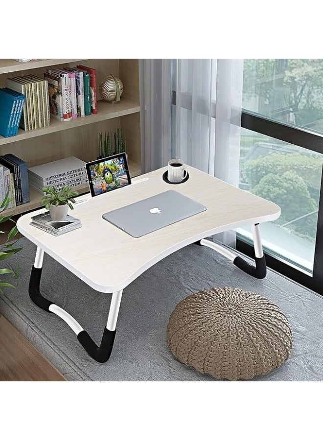 Happy Home Foldable Laptop Table with Cup Holder and iPad (Length: 60cm * Width: 40cm) -White - Image 4