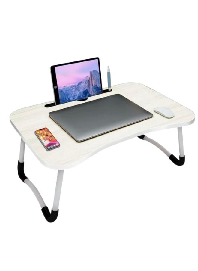Happy Home Foldable Laptop Table with Cup Holder and iPad (Length: 60cm * Width: 40cm) -White - Image 3