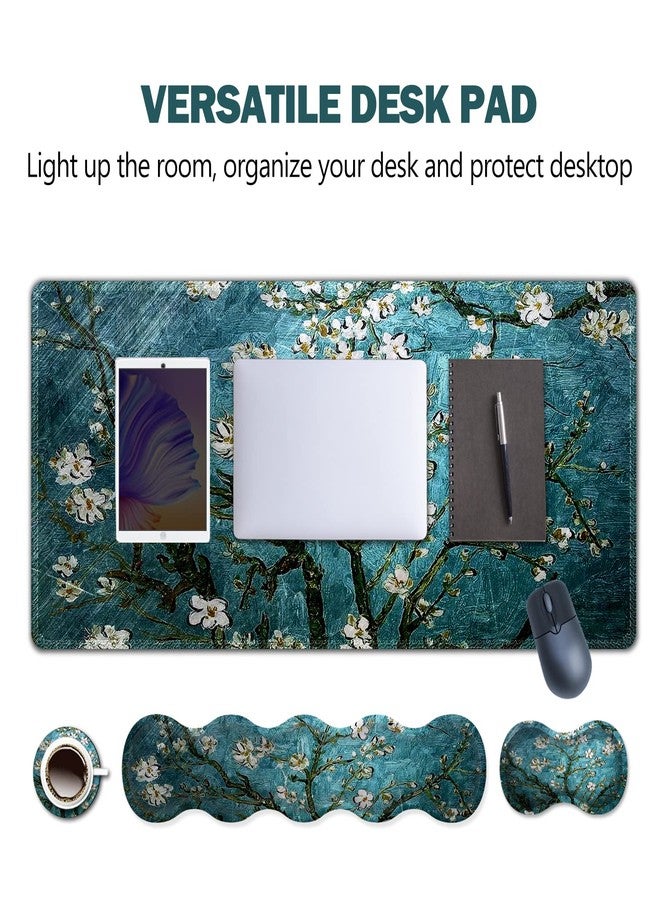 ARTSO Upgraded Extended Gaming Mouse Pad, Keyboard Wrist Rest Pad, Wrist Support Mousepad Set, Artso Large Stable Rubber Base Stitched Edges, Multifunctional Desk Pad 35 x15.5 in, Blue Van Gogh Painting - Image 2