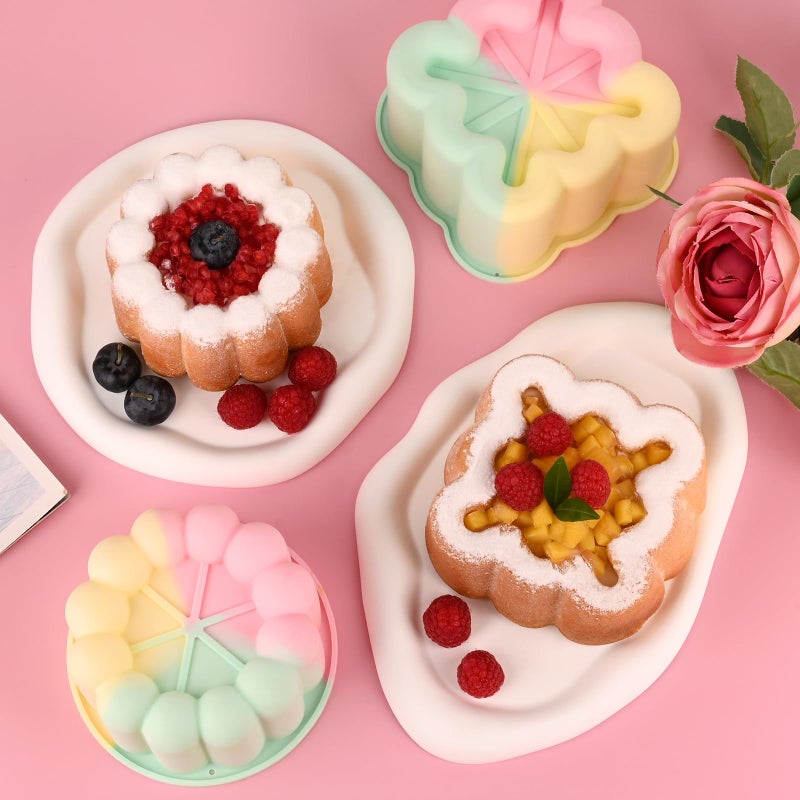 Actvty 4 Inch Silicone Cake Pans, Set of 4 Different Shapes Mini Cake Silicone Molds for Baking, Ice Cube, Jelly, Soap, BPA Free Non-Stick - Image 2