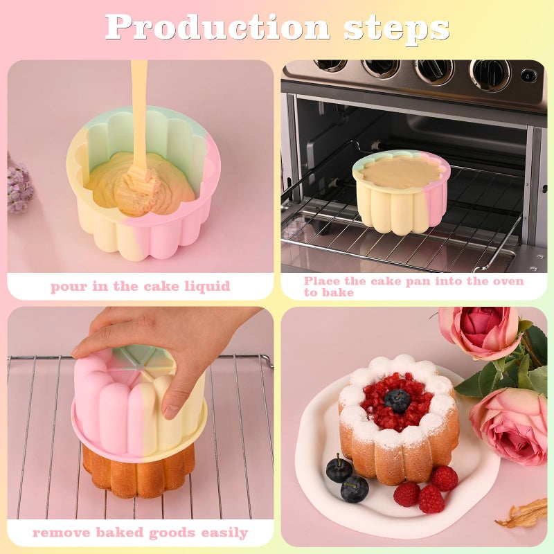 Actvty 4 Inch Silicone Cake Pans, Set of 4 Different Shapes Mini Cake Silicone Molds for Baking, Ice Cube, Jelly, Soap, BPA Free Non-Stick - Image 5