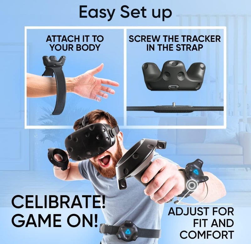 كاست ويف حزمة حزام وأشرطة VR لنظام HTC Vive Pucks، أشرطة يدوية قابلة للتعديل للخصر وأشرطة كاملة للجسم لليد/القدم في الواقع الافتراضي (حزام واحد + شريطان للكف + شريطان للقدم) - Image 4