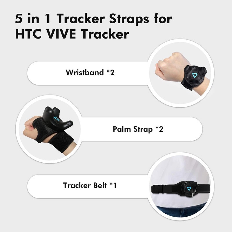 كاست ويف حزمة حزام وأشرطة VR لنظام HTC Vive Pucks، أشرطة يدوية قابلة للتعديل للخصر وأشرطة كاملة للجسم لليد/القدم في الواقع الافتراضي (حزام واحد + شريطان للكف + شريطان للقدم) - Image 5