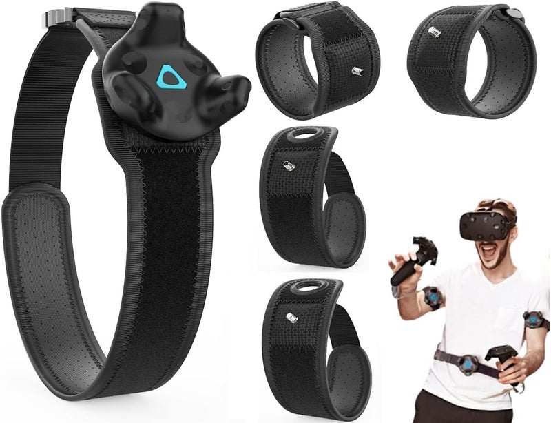 كاست ويف حزمة حزام وأشرطة VR لنظام HTC Vive Pucks، أشرطة يدوية قابلة للتعديل للخصر وأشرطة كاملة للجسم لليد/القدم في الواقع الافتراضي (حزام واحد + شريطان للكف + شريطان للقدم) - Image 1