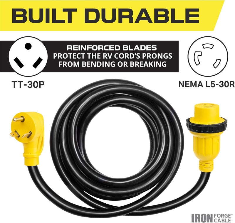 IRON FORGE CABLE 30 Amp RV Extension Cord 6 Ft - 10/3 STW TT-30P to NEMA L5-30R 125v Heavy Duty RV Power Cord for Outdoor Use, UL Certified - Image 3