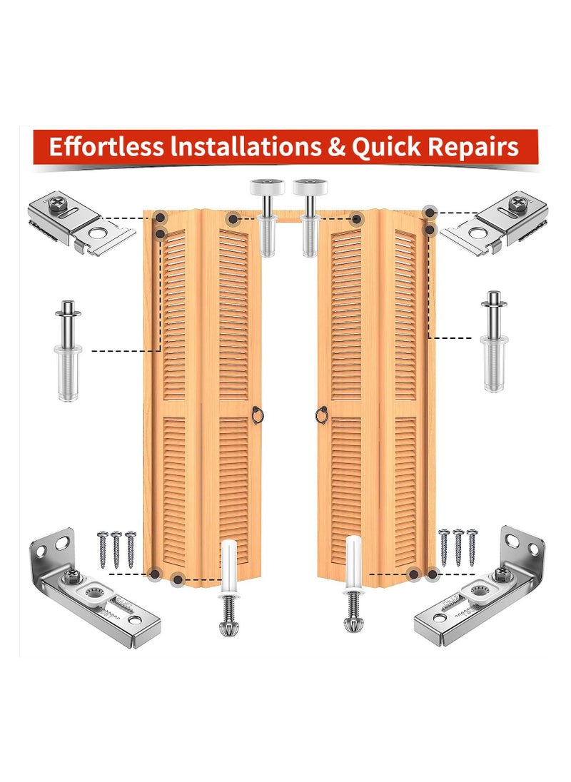 SYOSI Bifold Door Hardware Repair Kit Repair Replacement Parts for 7/8" to 1" Track Folding Pocket Door Replacement Parts Set Include Top Bottom Pivots Bracket and Guide Wheel  - Image 4