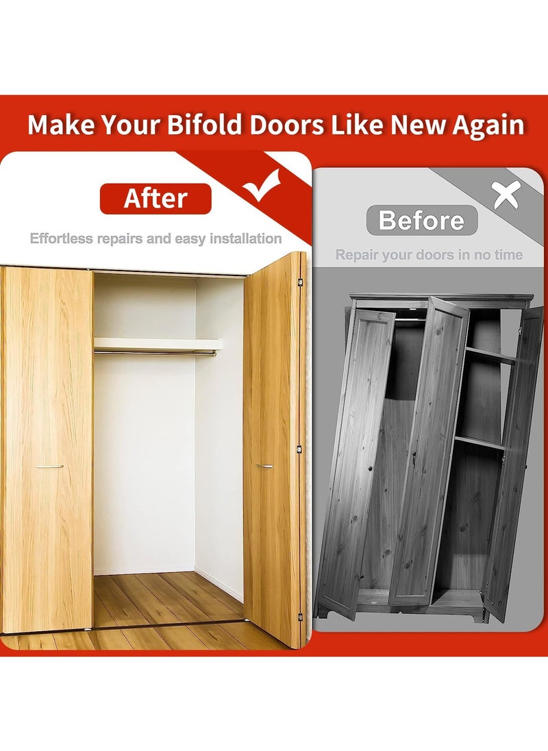 SYOSI Bifold Door Hardware Repair Kit Repair Replacement Parts for 7/8" to 1" Track Folding Pocket Door Replacement Parts Set Include Top Bottom Pivots Bracket and Guide Wheel  - Image 2