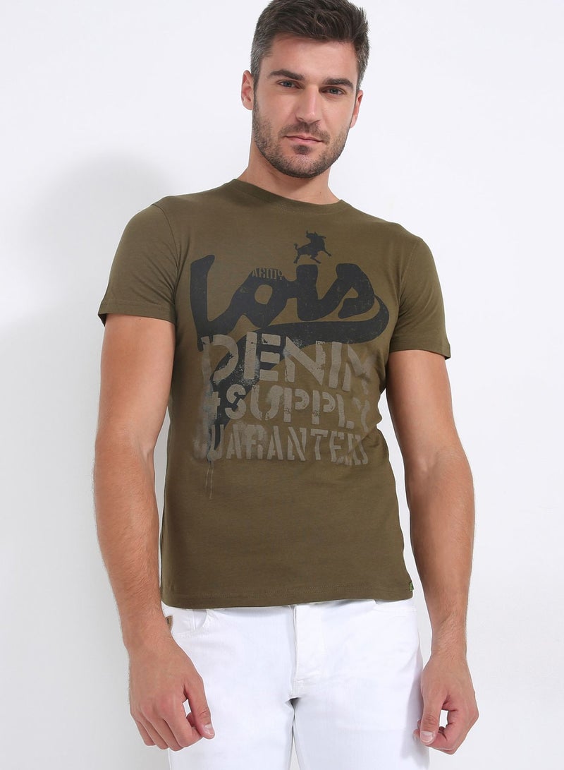 لويس قميص رقبة مستديرة مطبوعة 374 أخضر - Image 1