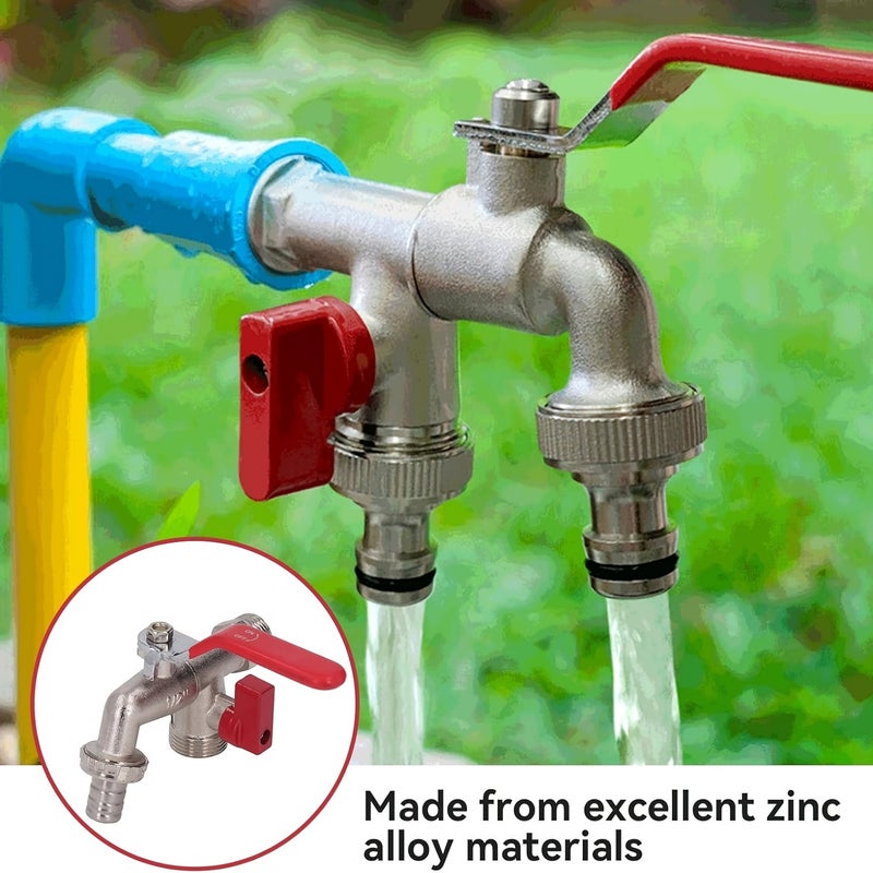 PETO 1-Piece Double-Outlet Garden Hose Faucet - Rustic Style, 304 Stainless Steel, Single-Hole Installation, Universal Thread, Metal Outdoor Faucet with Multiple Components Compatible with Sprinklers and Hose Guns - Image 4