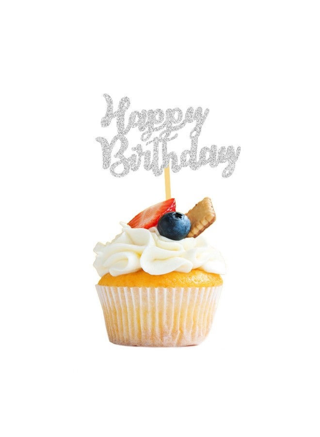 New Year Cake - Birthday Cake Decoration - Silver - Party Supplies, Baking Decoration, Gift - Image 1