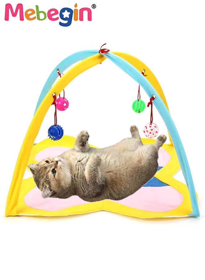 MEBEGIN Cat Tent with Hanging Toys, Foldable Cat Play Mat, Interactive Play Area Station for Cats, Pet Accessories for Your Kitten to Play or Sleep, Suitable for Indoor and Outdoor Use, 45*45*35cm - Image 2