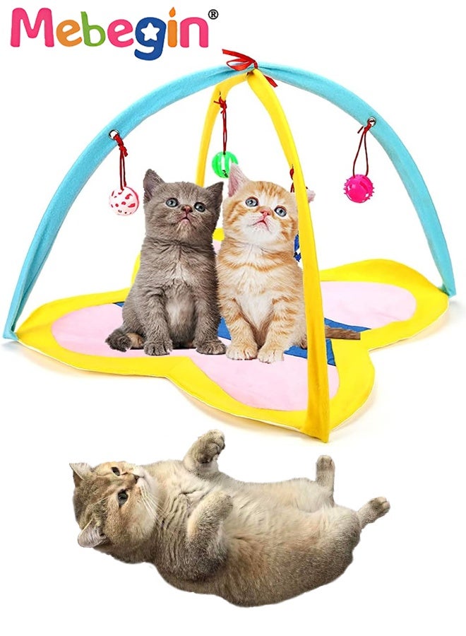 MEBEGIN Cat Tent with Hanging Toys, Foldable Cat Play Mat, Interactive Play Area Station for Cats, Pet Accessories for Your Kitten to Play or Sleep, Suitable for Indoor and Outdoor Use, 45*45*35cm - Image 1