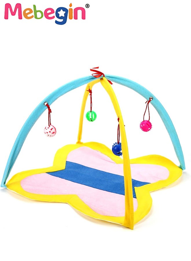 MEBEGIN Cat Tent with Hanging Toys, Foldable Cat Play Mat, Interactive Play Area Station for Cats, Pet Accessories for Your Kitten to Play or Sleep, Suitable for Indoor and Outdoor Use, 45*45*35cm - Image 3