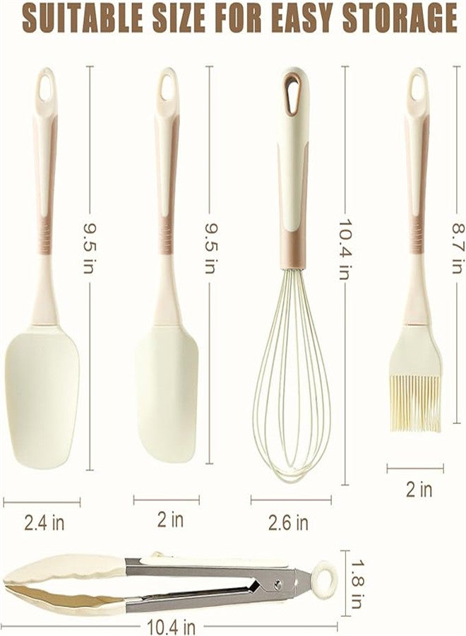 KASTWAVE طقم أدوات الطبخ المطبخ السيليكون 5 قطع، أدوات الطبخ غير اللاصقة آمنة غسالة الصحون، مجموعة ملعقة التحريك المقاومة للحرارة حتى 446°F مع خفاقة، ملعقة، ملاقط، ملعقة وفرشاة دهن المعجنات - Image 5