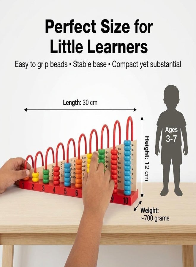 BrainyTots Wooden Counting Abacus Toy with Addition Board, Numbers 1-10 Learning | Montessori Educational Math Toy for Kids 3-7 Years, Builds Early Maths Skills, & Fine Motor Development - Image 3
