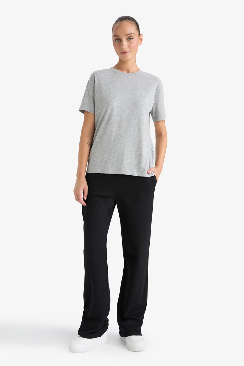 DeFacto Grey Woman Regular Fit Crew Neck Basic Cotton T-Shirt Casual - Image 2