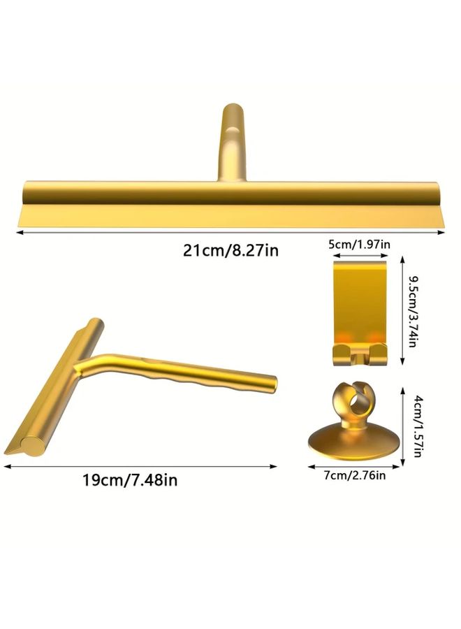 Silvery Silicone Squeegee With Suction Cup Hook For Glass Mirror Floor And Car Window Cleaning - Image 3