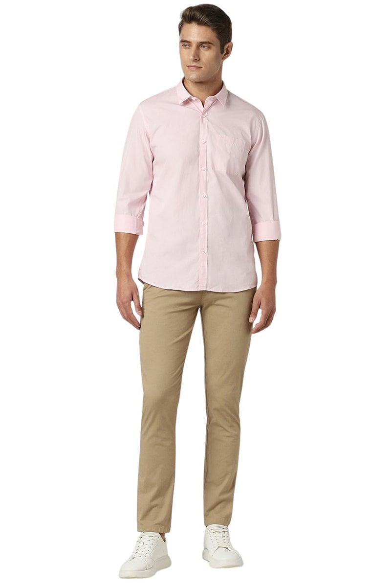Peter England Men's Solid Slim Fit Full Sleeve Casual Shirt| 100% Cotton Pink - Image 4