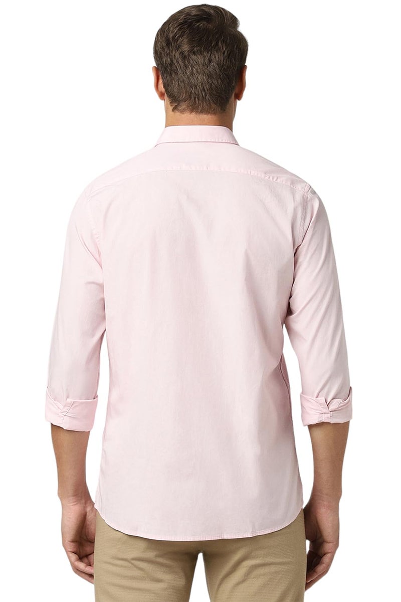 Peter England Men's Solid Slim Fit Full Sleeve Casual Shirt| 100% Cotton Pink - Image 3
